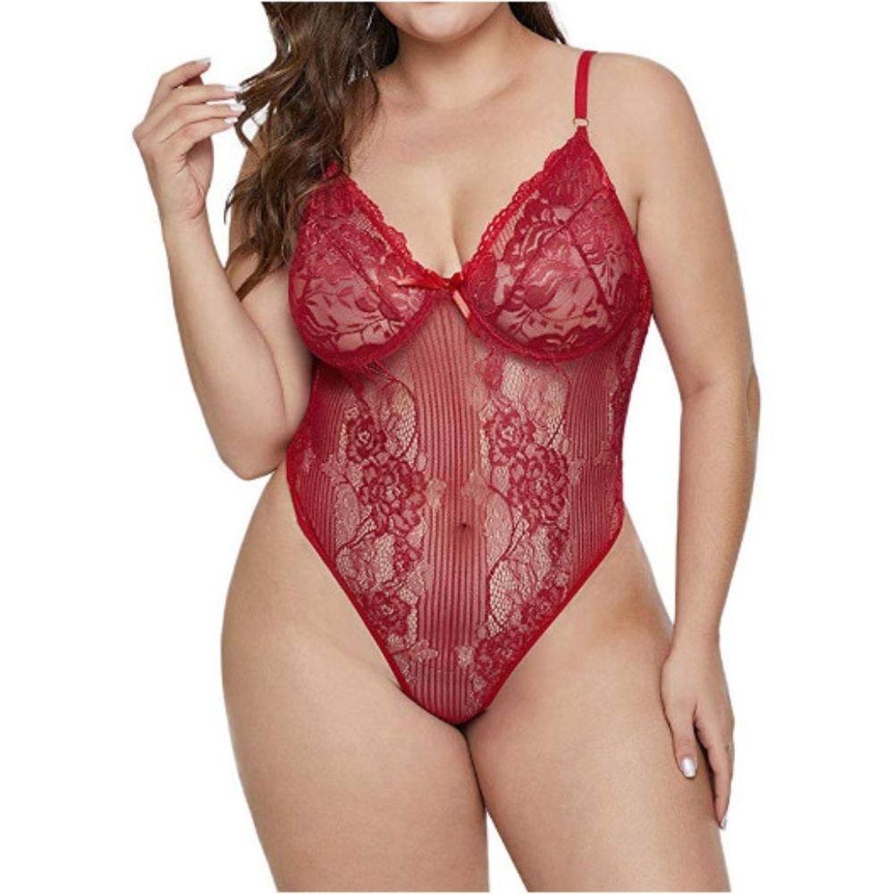 Floral Fishnet Lace Bodysuit Teddy Lingerie